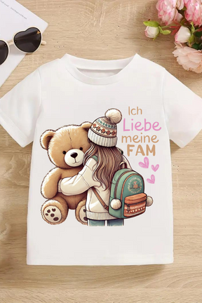 Mädchen T-Shirt Weiß Familie Liebe