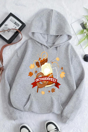 Damen Pullover mit Kapuze Grau Oktoberfest 2024